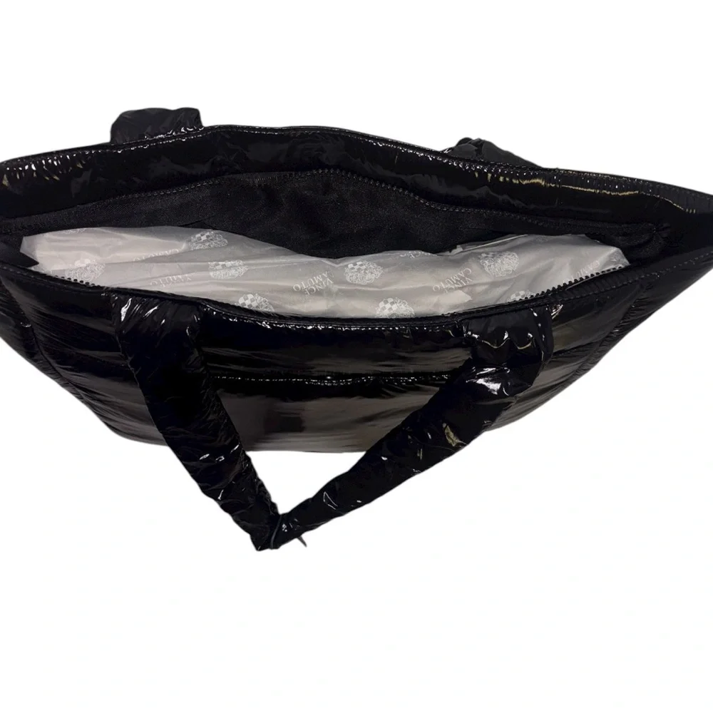 Vince Camuto Tote Quilted Black Nylon Puffer Tote Bag Leesa Shoulder Bag Zip Top - Picture 9 of 16